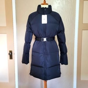 Fabletics Puffer Coat Small Storm Removable Belt Black Side Zippers